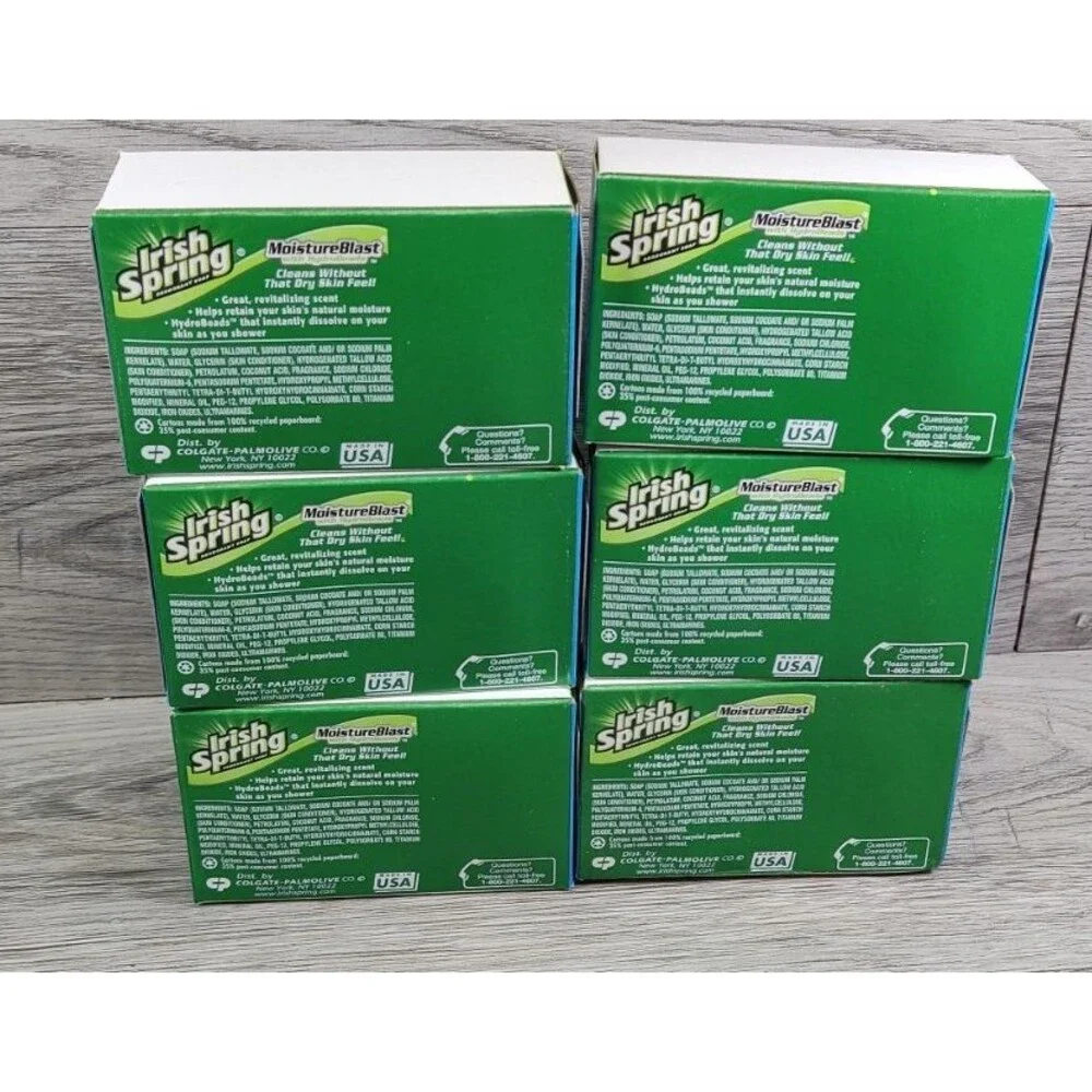 Irish Spring Moisture Blast With HydroBeads Bar Soap Lot 6 New 4oz Discontinued